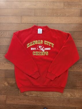 Vintage Kansas City Chiefs Logo Athletic Red Crewneck Sweatshirt - Medium/Large